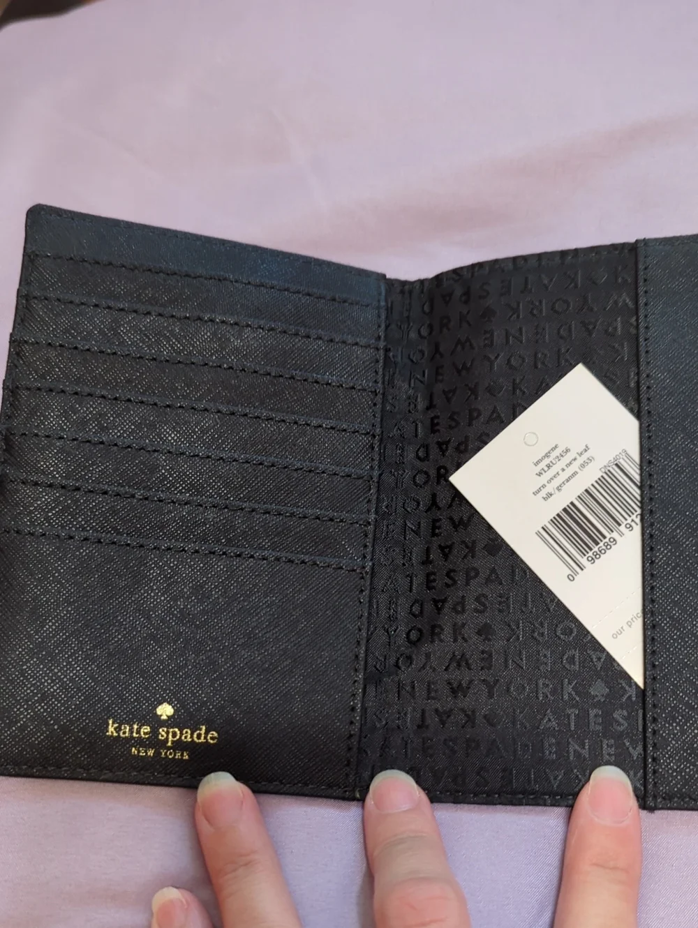 Kate Spade Black Red Ladybug Cover Passport Wallet New